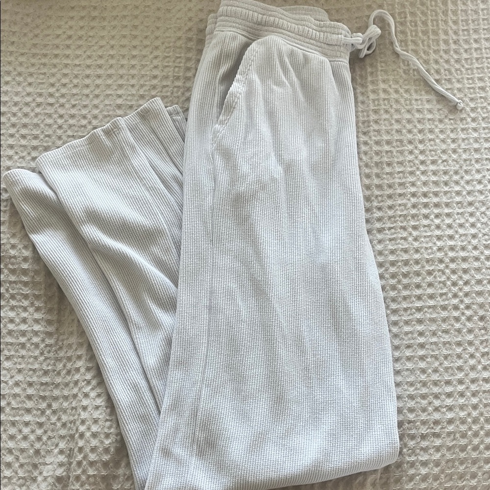 Cozy White Waffle Knit Lounge Pants